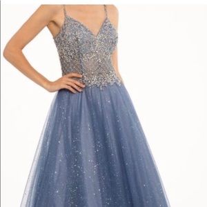 Blue Beaded Ballgown